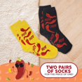 thumbnail image 5 of Foozys Small/Medium Novelty Crew Socks | Hot Chili Peppers Cute, Fun & Makes a Great Gift! | 2 Pair (Black & Yellow) | Women’s Shoe Size 4-10, 5 of 8