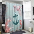 thumbnail image 6 of Xipuska Ocean Coastal Shower Curtain - Water Repellent Fabric Shower Curtains Washable, Nautical Anchor Jellyfish Coral Seahorse Decorative Polyester Cloth Bathroom Curtains Modern Bath Decor 72"x78", 6 of 6