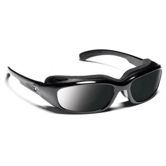 7eye Churada Wind-Blocking Padded Photochromic Sunglasses for Outdoors, UV400, Clear to Dark Gray Lenses, Glossy Black, Small & Medium