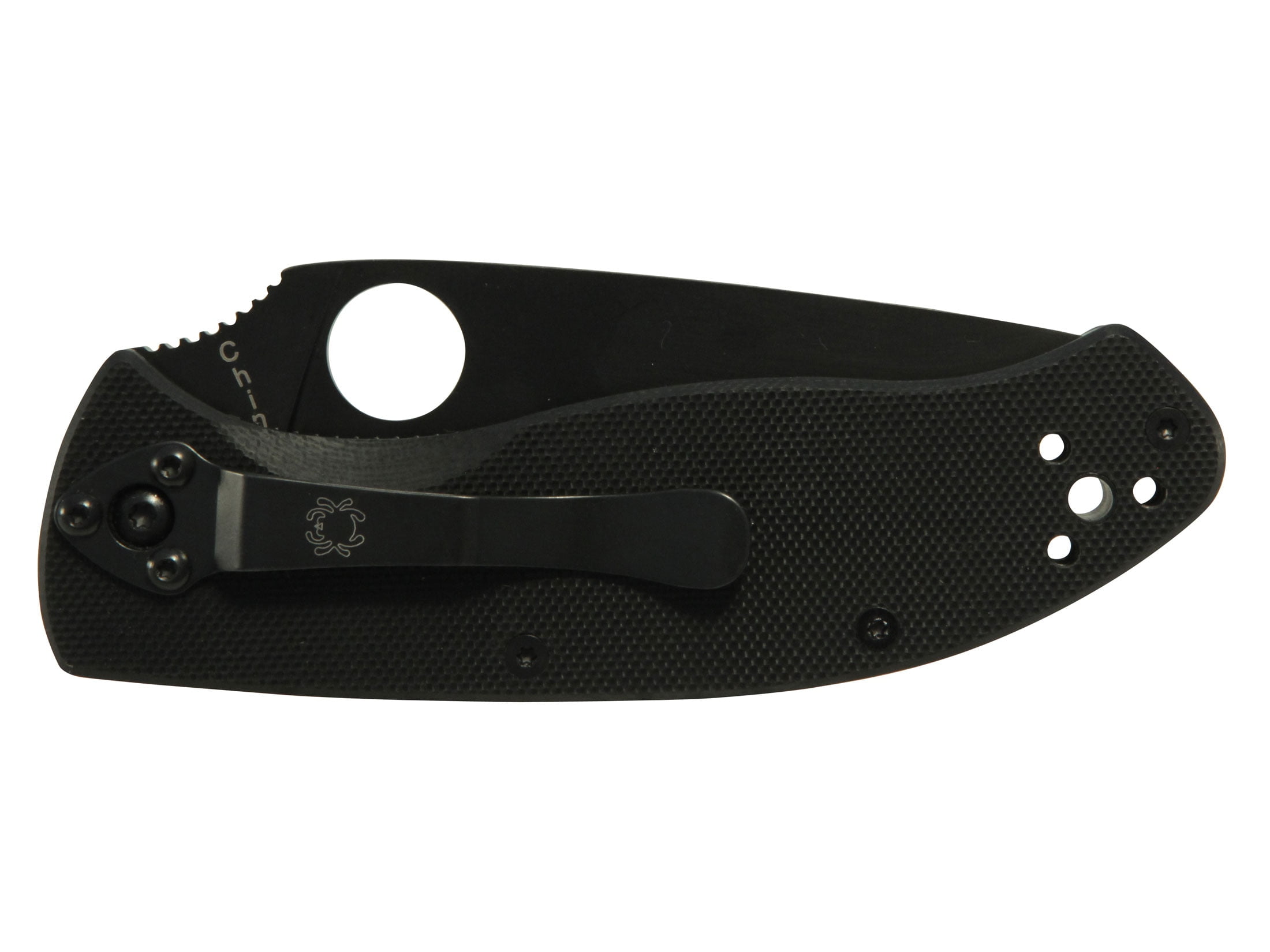 Spyderco Knives Spyderco Tenacious Folding Knife 3.39in Partially Serrated Black Leaf SPC122GBBKPS