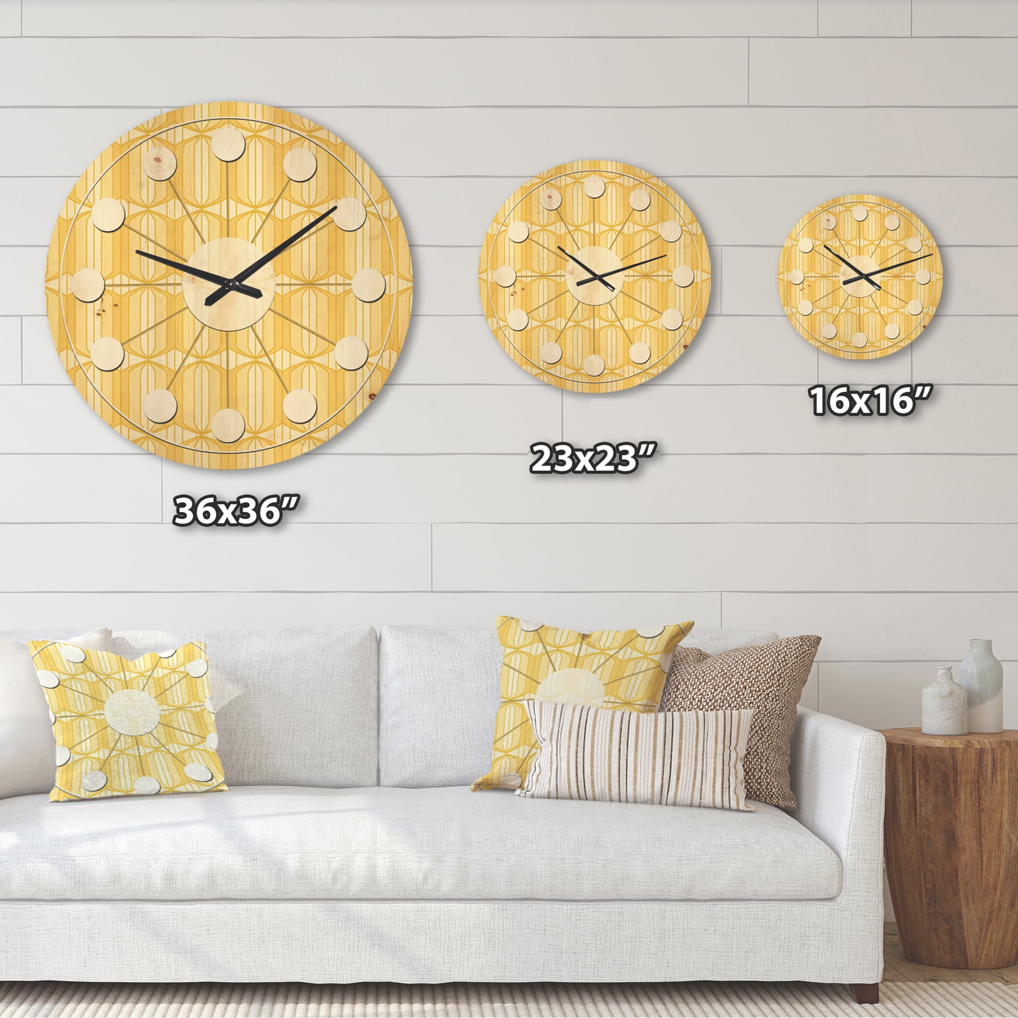 Designart 'Ornamental Retro Design III' Mid-Century Modern Wood Wall Clock
