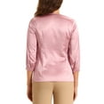 thumbnail image 3 of INSPIRE CHIC Women's Satin Blouse Casual Solid Long Sleeve V Neck Top Shirts S Pink, 3 of 6