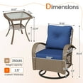 thumbnail image 3 of MRUAKA 3 Pieces Patio Furniture Set, Outdoor Swivel Gliders Rocker, Wicker Patio Bistro Set w Rattan Rocking Chair, Glass Top Side Table Thickened Cushions for Porch Deck Backyard (Navy), 3 of 7