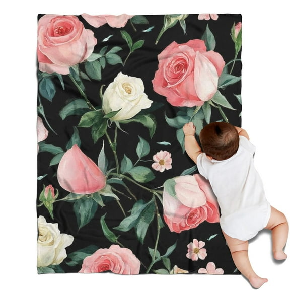 Pioneer Flower Blanket,Comfortable Soft Flannel Throw Blanket,All Season,Warm Lightweight Blankets for Sofa Bed Couch Living Room Chair,30"x40"(80x100cm)