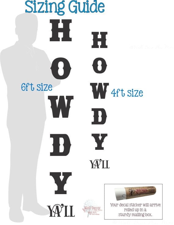 Howdy Ya'll Vertical Lettering Vinyl Decal Sticker for Tall Wood Porch Sign Sitter – DIY Western Farmhouse Entryway Decor, Die-Cut Matte Finish – Made in USA, 6ft, Honey