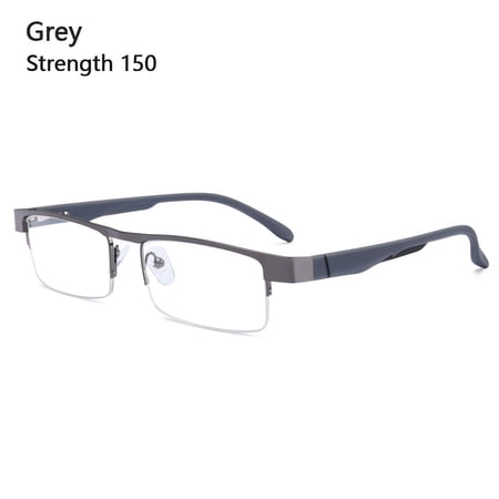 Men Eye Protection Portable Half Frame Ultra Light Frame Anti-Blue Light Glasses Computer Goggles Business Reading Glasses GREY STRENGTH 150