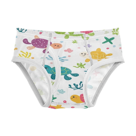Cotton Triangle Briefs 2T-8Y, Comfortable Breathable Safety Standard Toddler & Little Kids Underwear Sea Turtles