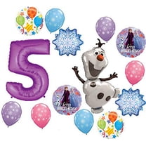 Frozen Party Supplies 5th Birthday Balloon Bouquet Olaf Elsa Anna Let It Snow Decorations Purple Number 5