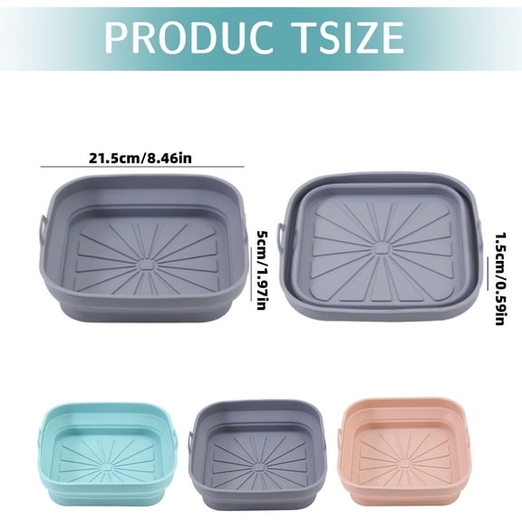 Foldable Silicone Air Fryer Liner - Non-Stick Reusable Baking Tray for Air Fryers, Ovens, and Microwaves - Blue