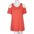thumbnail image 5 of Cold Shoulder Short Ruffle Sleeve Tunic Top, 5 of 14