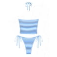 thumbnail image 2 of Set de toallas de felpa sin costuras, con bloques de colores, azul a rayas, 2 of 4