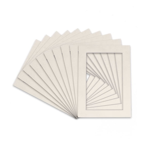 Winter Suede Acid Free 8x10 Picture Frame Mats with White Core Bevel Cut for 6x8 Pictures - Fits