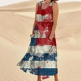 thumbnail image 2 of Yghzkop Womens 4th of July Printed Sundress Stars Stripes A-Line Summer Mide Dress Sleeveless Crewneck Pleated Beach Long Dress with Pocket Loose Fit Party Vacation Dresses, 2 of 5