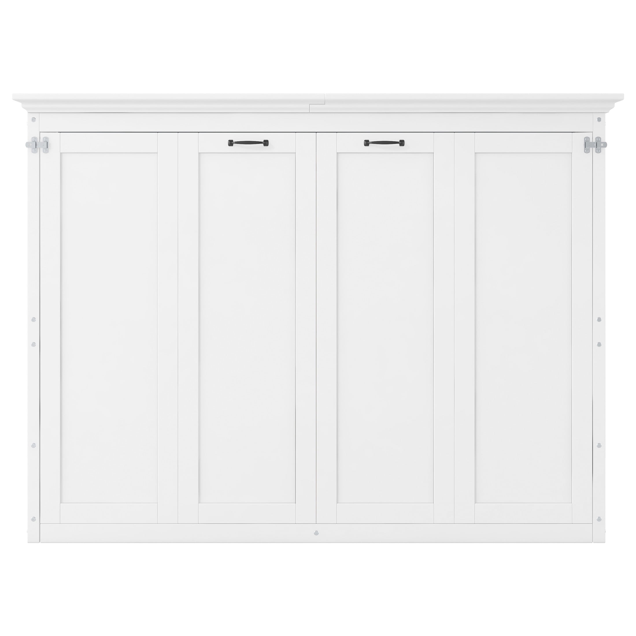 Noble House Halden Full Size Pine Wood Murphy Bed, Hidden Foldable Wall Bed Cabinet with Slat Support, White