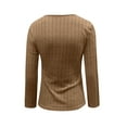 thumbnail image 4 of Ovticza Womens Deep V Neck Sexy Wrap Sweater Long Sleeve Slim-Fitted Knitted Jumper Top Brown M, 4 of 5
