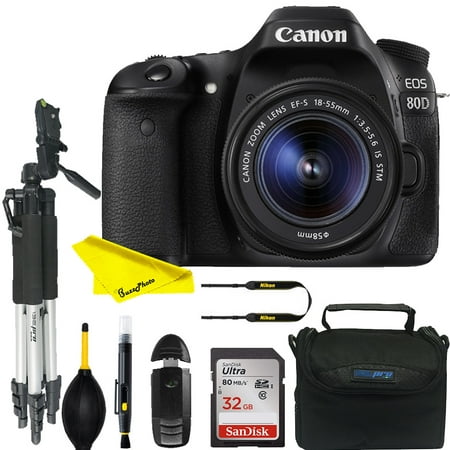 Canon EOS 80D DSLR Camera Intermediate Bundle  with 18-55mm Lens+24.2MP APS-C CMOS sensor and DIGIC 6 image