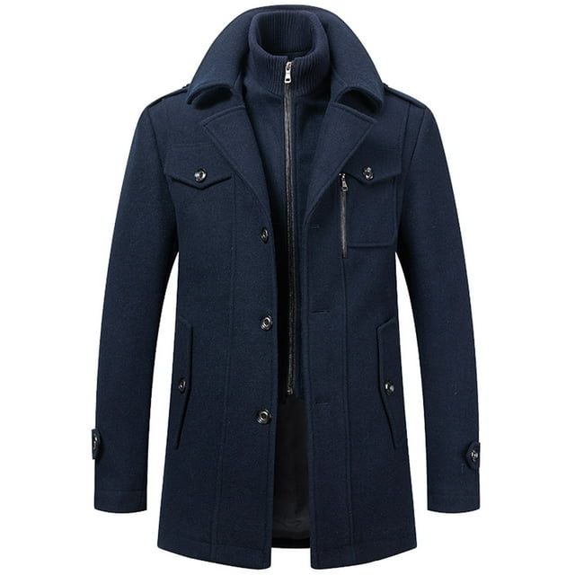 Kcodviy Men's Autumn and Winter Men's Sweaters and Cardigans Business Woolen Coat Double Cardigans Jackets Cold Fabric Windbreaker