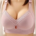 thumbnail image 3 of Bigersell Women Plus Size Full-Coverage Wireless Bras Ladies Lace V-Neck Push up Bra No Underwire Padded Bralette Hook and Eye Closure Womens Everyday Bras Y-11-Purple 40, 3 of 3