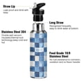 thumbnail image 3 of Yayeee 33oz Insulated Water Bottle Double Wall Stainless Steel with Flip Straw Lid, Blue and Gray Plaid Pattern, 3 of 7