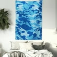 thumbnail image 3 of Camouflage Tapestry, Abstract Camo Navy Military Costume Concealment from the Enemy Hiding, Wall Hanging for Bedroom Living Room Dorm Decor, 60W X 80L Inches, Pale Blue Navy Blue, by Ambesonne, 3 of 5