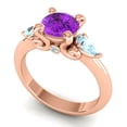 thumbnail image 2 of Diamond-Capitals 2.50 Carat Round Shape Blue Sapphire & Aquamarine Gemstone Luxurious Three Stone Bridal Ring for Ladies Solid 18K Rose Gold Size 9.5, 2 of 8