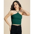 thumbnail image 2 of Moomaya Basic Crop Top For Women, Halter Neck Knitted Casual Top, 2 of 9