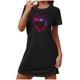 thumbnail image 2 of Camisón corto de San Valentín para mujer, talla grande, estampado en el pecho, cuello redondo, manga corta, 2 of 3