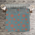thumbnail image 3 of Ambesonne Floral Quilted Bedspread Set 3 Pcs, Vintage 50s Inspired, Queen Size, Petrol Blue Dark Coral, 3 of 3