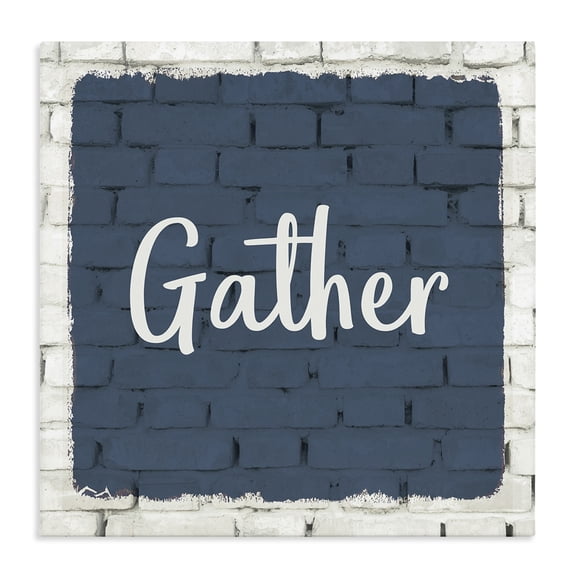Stupell Industries Industrial Gather Blue Splash On Bricks Typography Canvas Art, 24 x 24, by Kim Allen