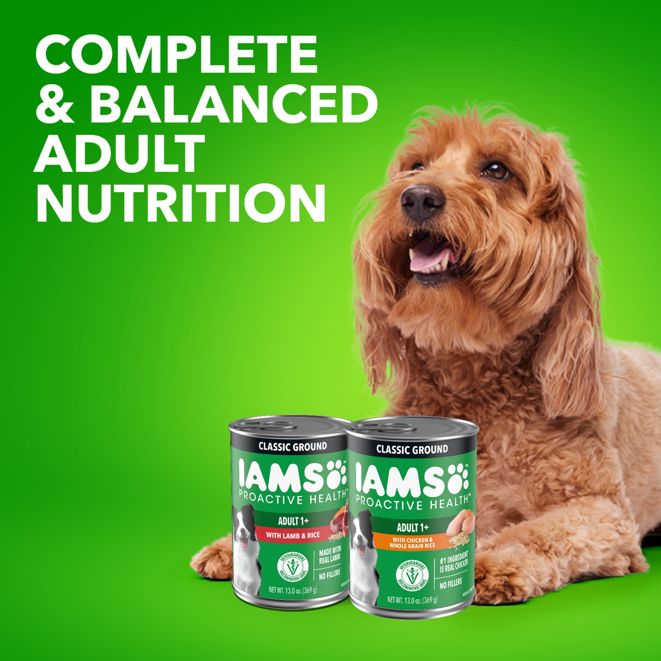 Iams Proactive Health Classic Ground Chicken Or Lamb Wet Dog Food, 13 Oz Cans (12 Pack Variety)