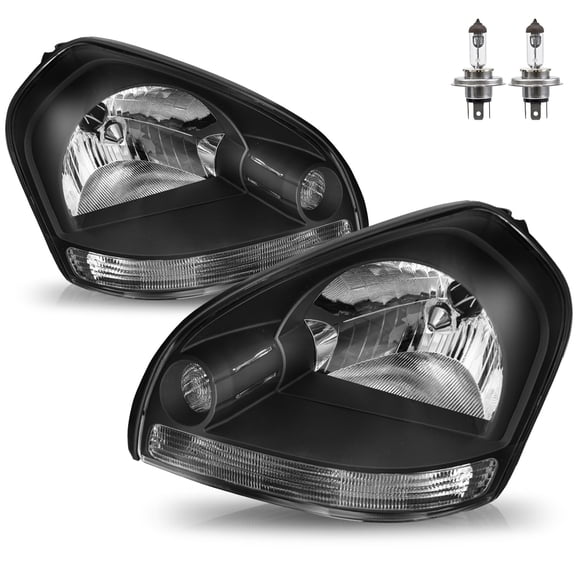 Headlights Fit For 2005-2009 Hyundai Tucson Halogen Black Pairs Headlamps Left & Right