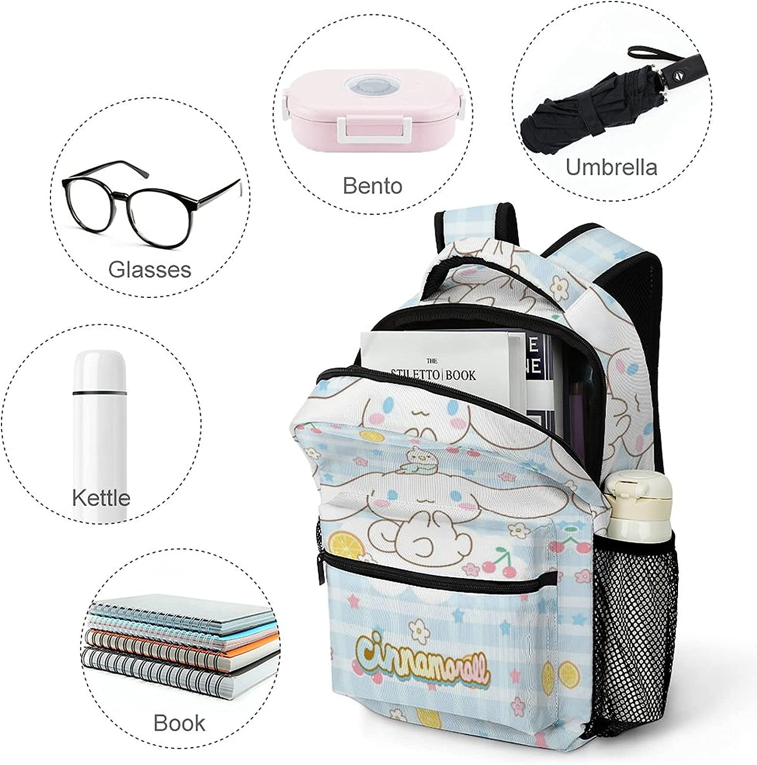 Cool Unisex Lightweight Cinnamoroll Polyester School Backpack