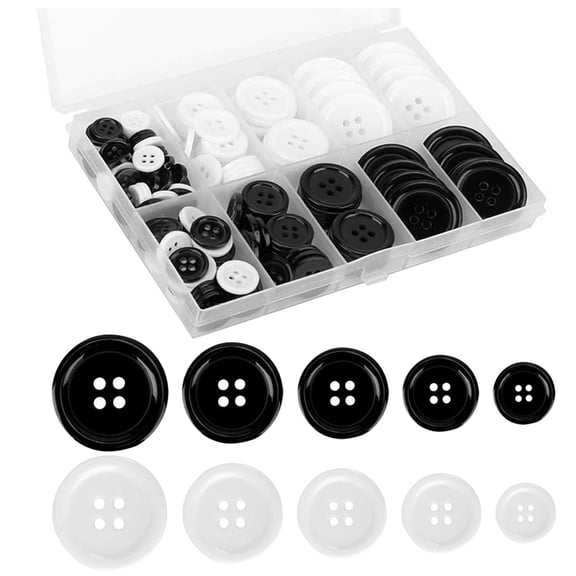 Masteelf  2 Boxes Black and White Buttons Decorative for Clothes