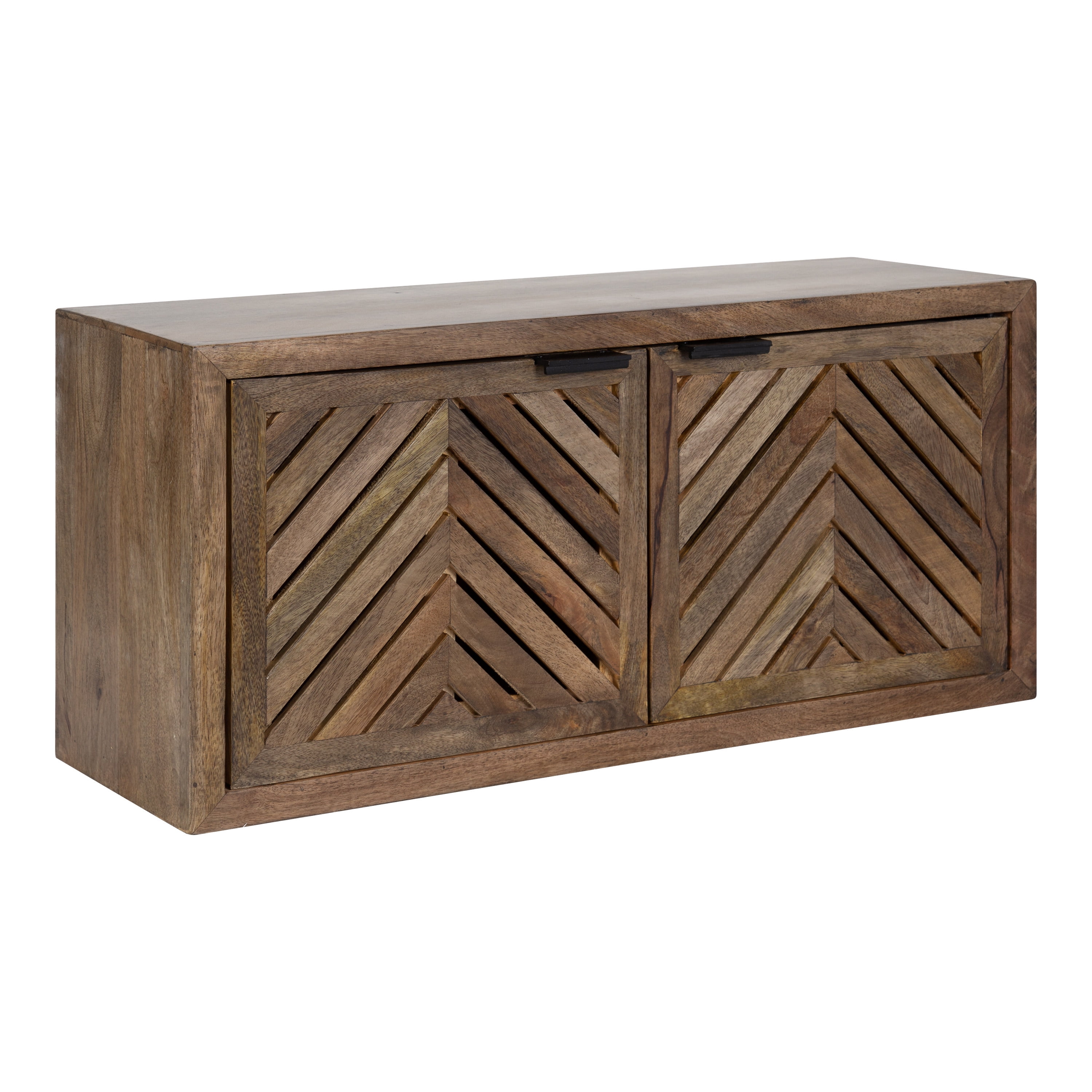 Kate & Laurel Mezzeta Coastal Wall Cabinet - 30"x10"x14" Natural Wood Storage With Doors
