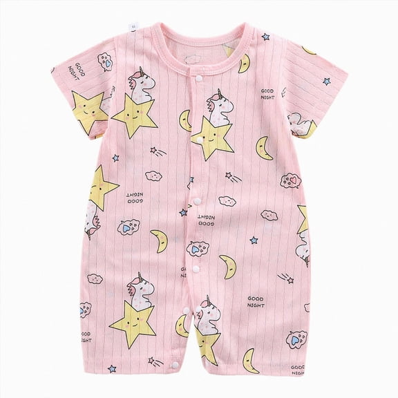 Splozh Newborn Romper Baby Boy Summer Baby Boys Girls Bodysuit Newborn Romper Short Sleeve Infant Neutral Outfits Infant Romper,Light Pink,12-18 Months