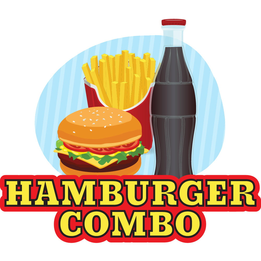 Burgers DECAL Combo Fries Drink Concession Food Truck Sticker Choose a Size 