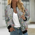 thumbnail image 2 of QATAINLAV Women's Lightweight Casual Fall Tops Fashion Graphic Print Bomber Jacket Long Sleeve Zip Up Coats with Pockets, Multicolor, S, 2 of 6