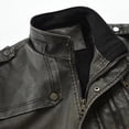 thumbnail image 3 of Miqool Mens Leather Motorcycle Jacket Pu Leather Windproof Fall Winter Coats Riding Moto Biker Jacket with Removable Hood and Multi Pockets, 3 of 8