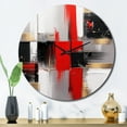 thumbnail image 3 of Designart "Cubic Abstract in Red and Gold I" Cubism Oversized Wall Clock, 3 of 5