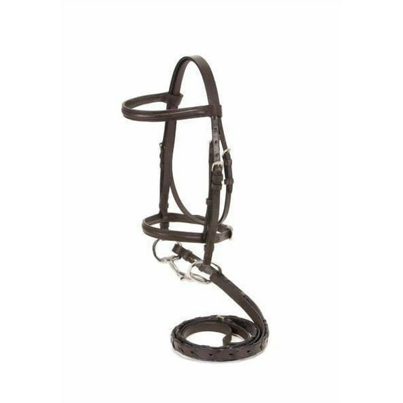 Tough1 Mini Raised Snaffle Bridle with Reins Blk