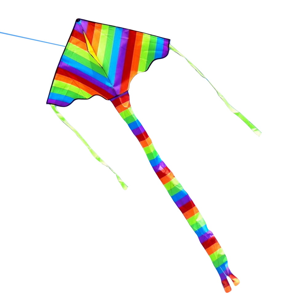 Rainbow Long Tail Triangle Flying Kite with 50m Handle Line Children Kids Toy US 