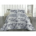 thumbnail image 2 of Ambesonne Floral Design Quilted Bedspread Set 3 Pcs, Bitonal Asian Bloom, Twin, White and Purpleblue, 2 of 4