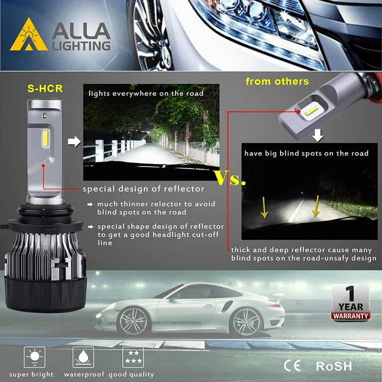 ALLA Lighting S HCR H11 Low Beam HB3 9005 High Beam LED Bulbs