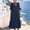 Navy, variant on QUNYINEY Cotton Linen Dresses for Women Summer Midi Short Sleeve White Sundress with Pockets Loose Fit A Line Casual V Neck Dresses