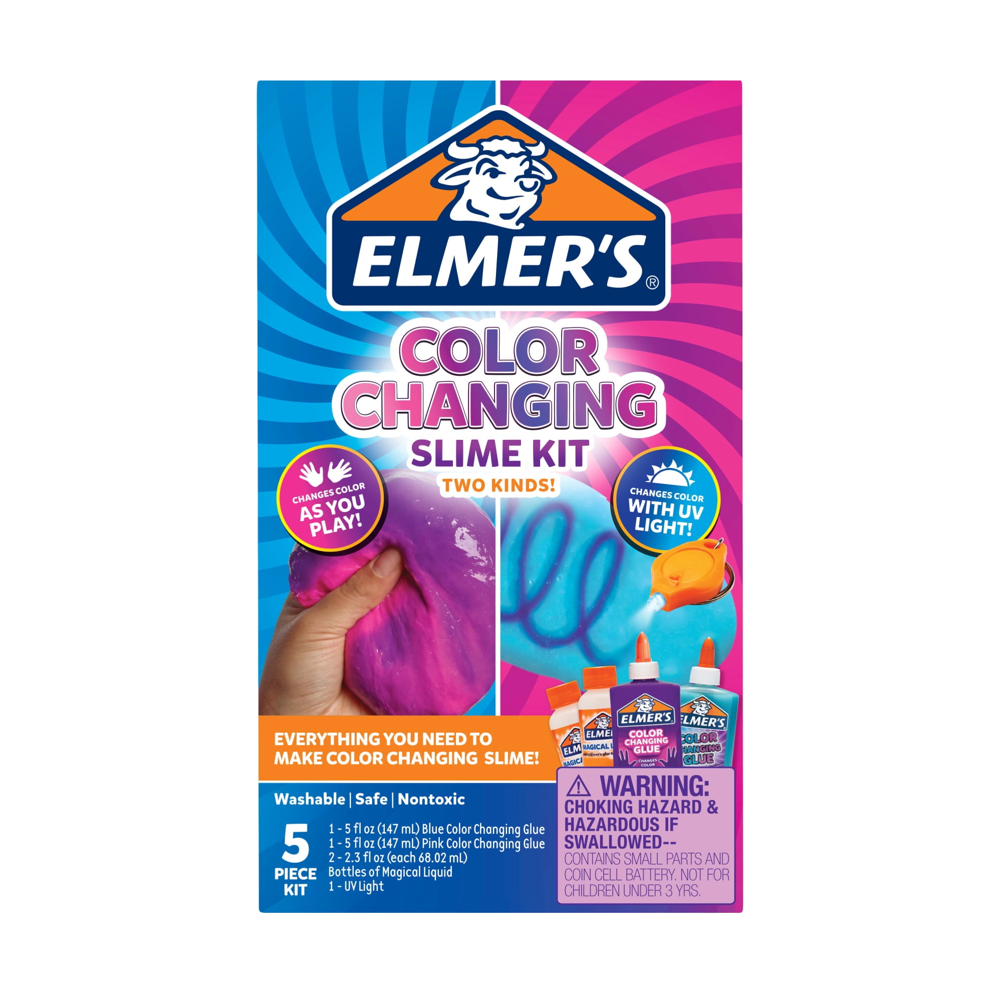 Elmer’s Color Changing Slime Kit, Elmer’s Color Changing Glue, Elmer’s Magical Liquid Slime Activator, UV Light, 5-Piece Kit