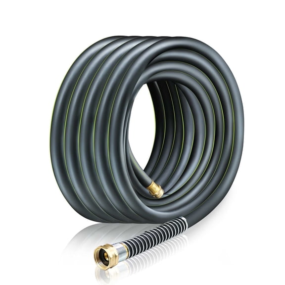 50ft 5/8" Flexible Garden Hose with Brass Connector, Anti-freezing, Anti-rust, and Anti-kink Hybrid Rubber Hose Lightweight