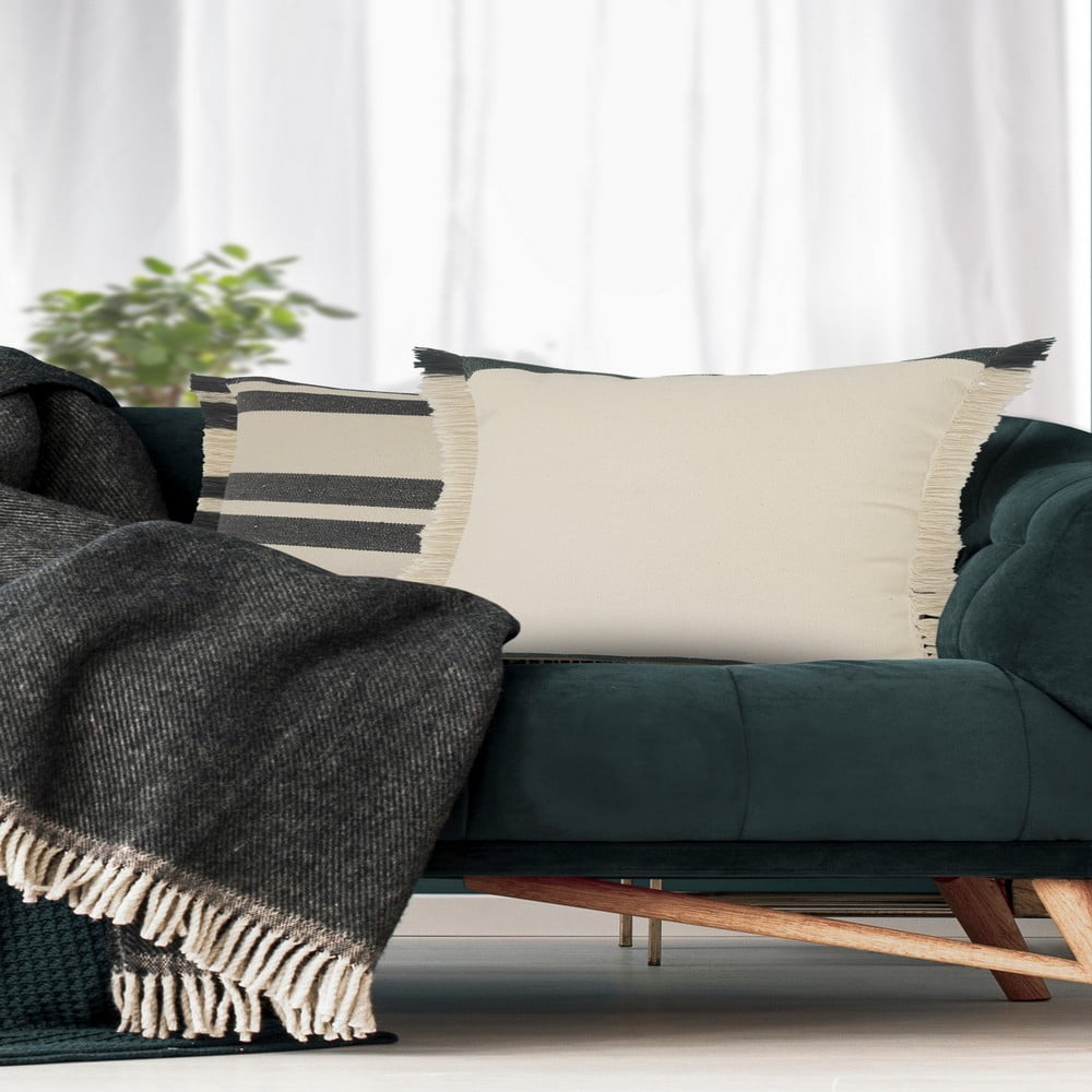 Ox Bay 14" x 36" Green/ White Stripe Organic Cotton Pillow Cover