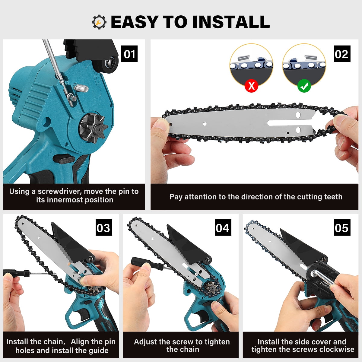 Woosir Upgraded 24V Mini Chainsaw With 2 Batteries 2 Chain - Woosir