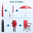 thumbnail image 4 of Folding Camping Chair with Detachable 8-Rib Sun Umbrella, 42.13 Inch Canopy Aluminum Alloy Portable Lawn Chair Supports 330LBS with Cup Holder, 4 of 10