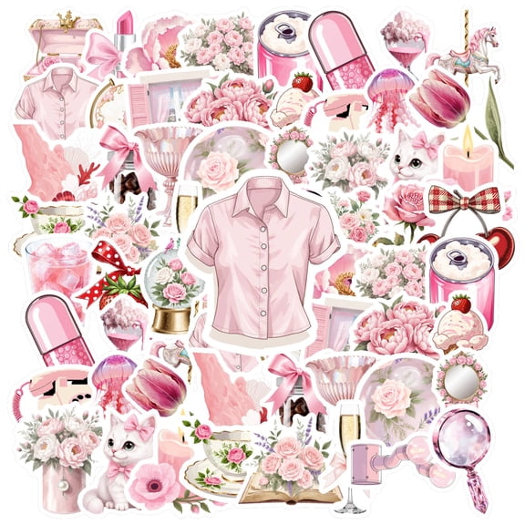35pcs Pastel Stickers Flower Cute Stickers Vintage Stationery Sticker for Laptops Notebooks Suitcases